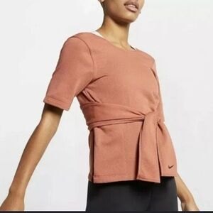 Nike Orange and Pink Cuffed Sleeve Tie Front Tee